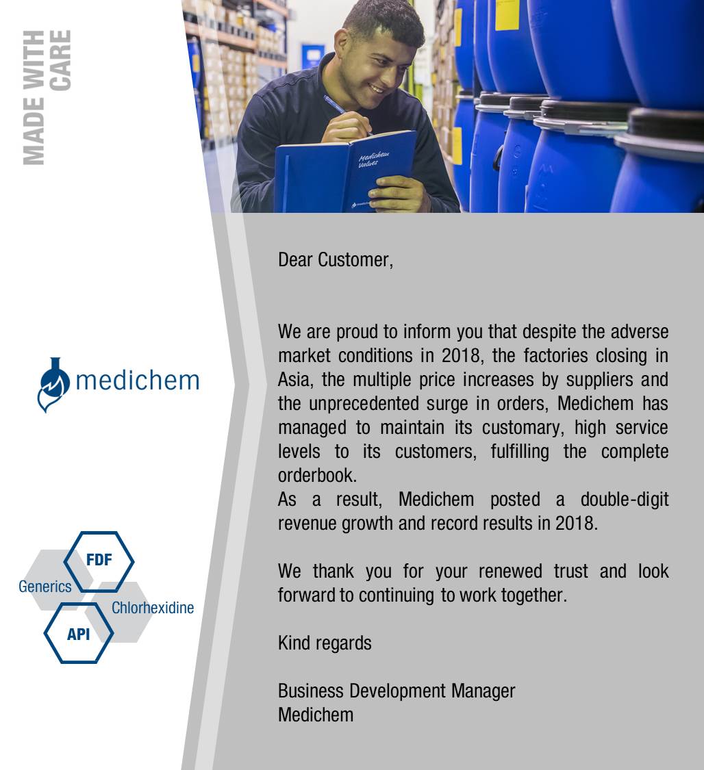 Medichem customer communication about market conditions in 2018