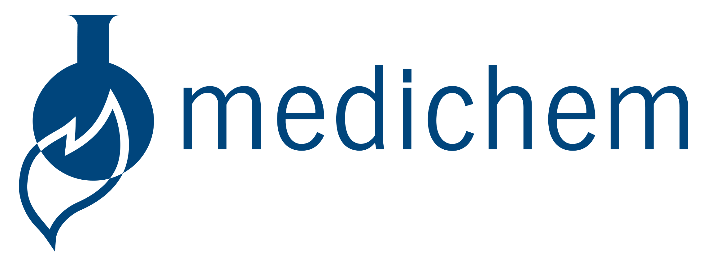 Medichem logo in blue and transparent background