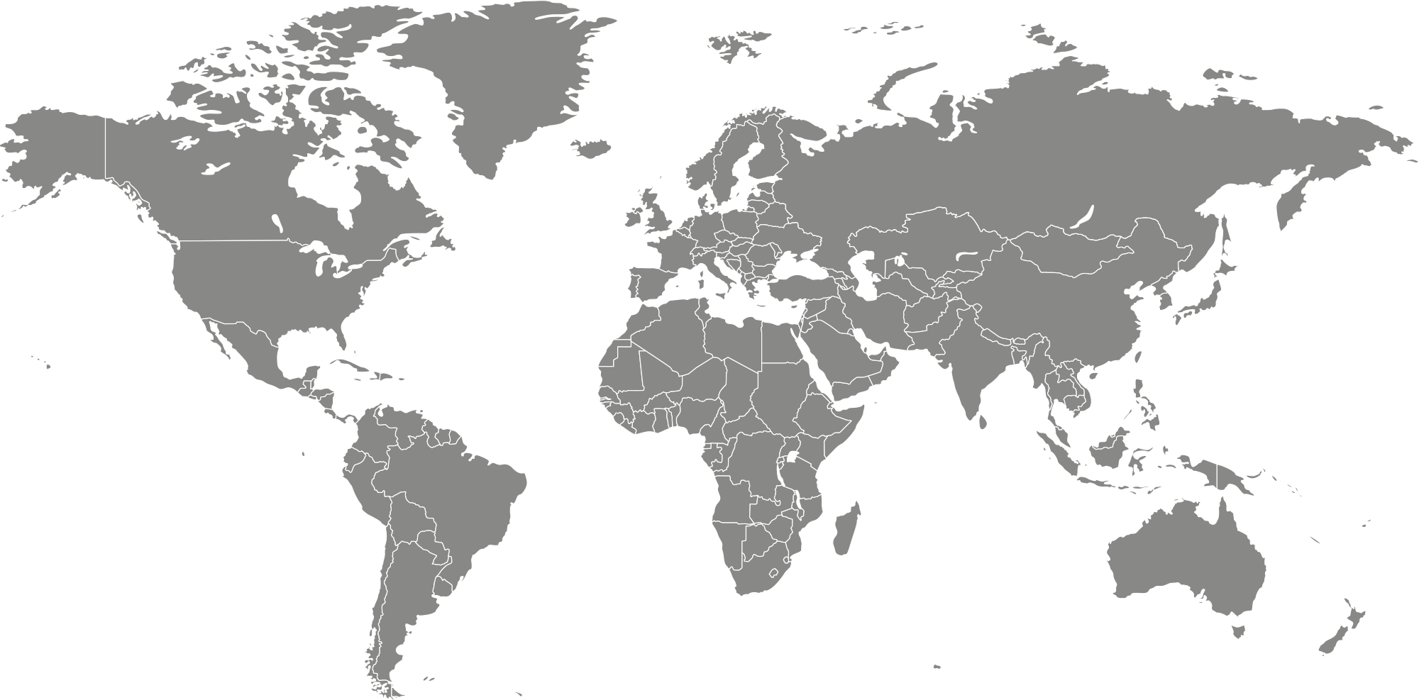 World map in gray color