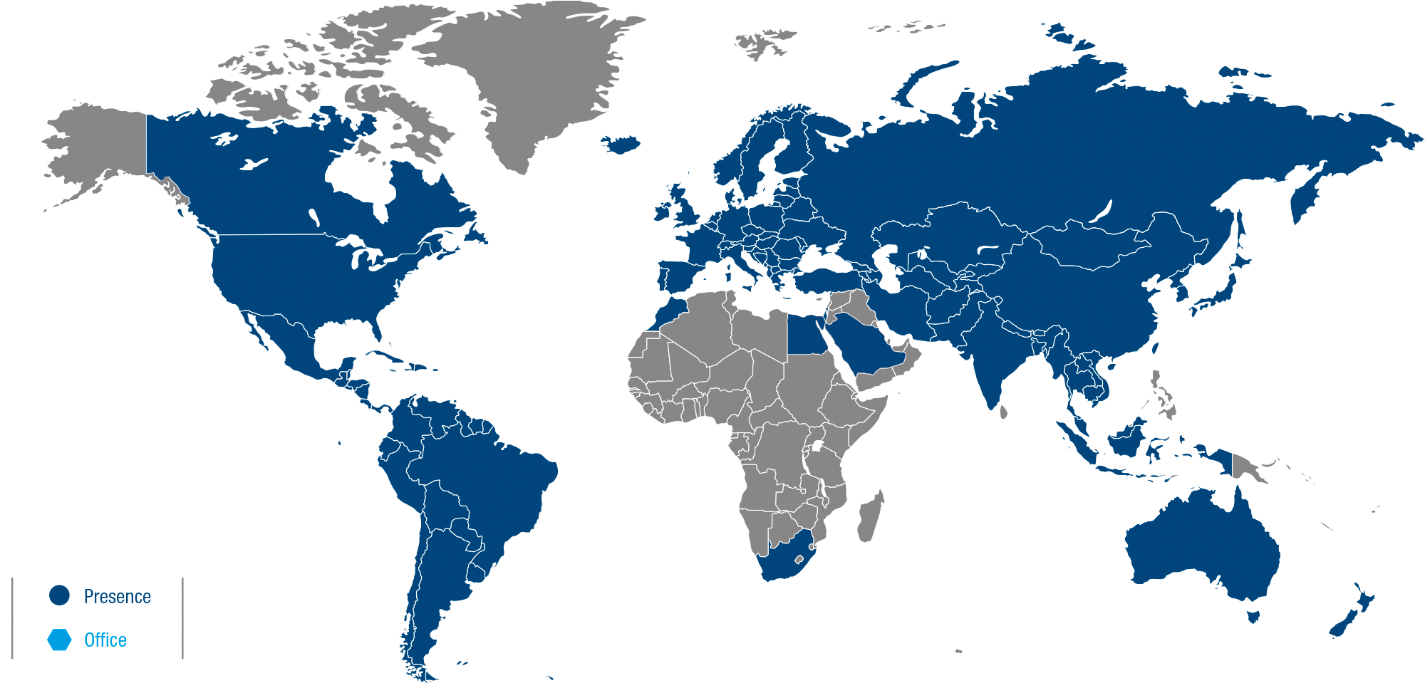 Map showing Medichem's presence and offices around the world
