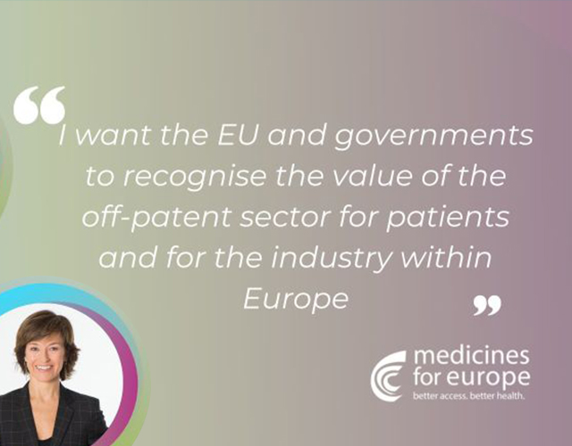 Our CEO Elisabeth Stampa president of Medicines for Europe products